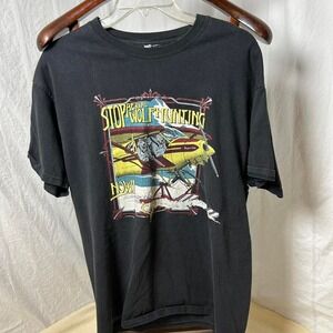 Vtg Stop Aerial Wolf Hunting T Shirt Size large? ‎ Black Graphic 90s Headbones